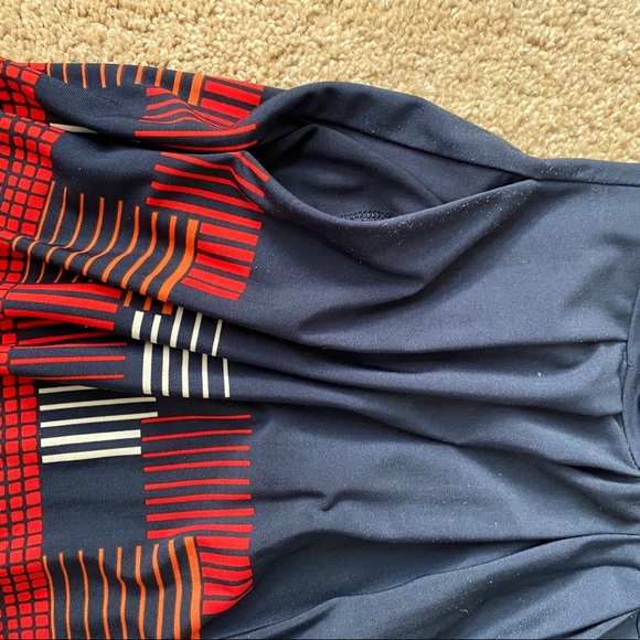 BCBGMaxAzria Navy Blue Pattern Midi Dress - Picture 8 of 8